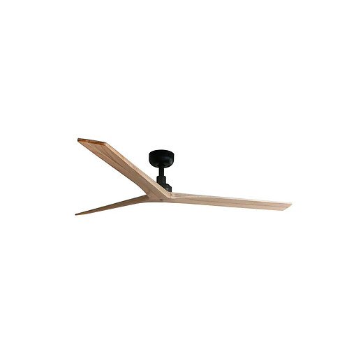 Faro Barcelona Grand ventilateur de plafond noir en bois de chêne clair avec moteur intelligent CC à 6 vitesses