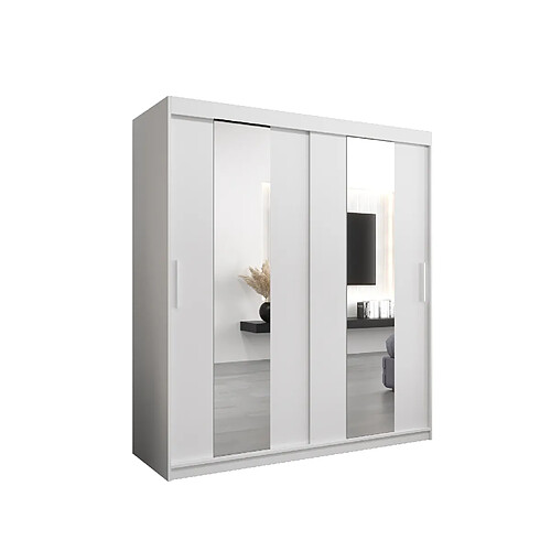 Abiks Meble Armoire Pole à portes coulissantes 200/180/62 2 portes (blanc/blanc)