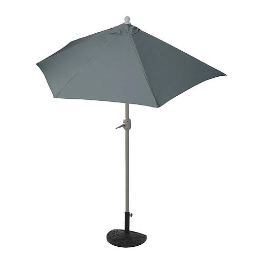 Decoshop26 Demi parasol semi-circulaire balcon terrasse UV 50+ polyester/aluminium 3kg avec une portée de 270 cm anthracite avec support 04_0003851