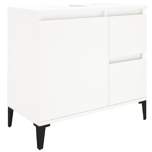 Maison Chic Armoire de salle de bain,Meuble de rangement,Meuble haut blanc 65x33x60 cm bois d'ingénierie -GKD741489