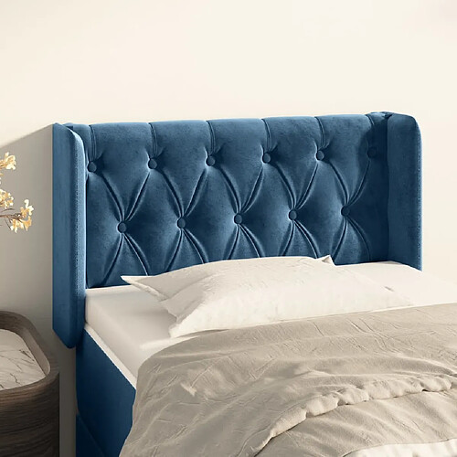 vidaXL Tête de lit avec oreilles Bleu Foncé 83x16x78/88 cm Velours