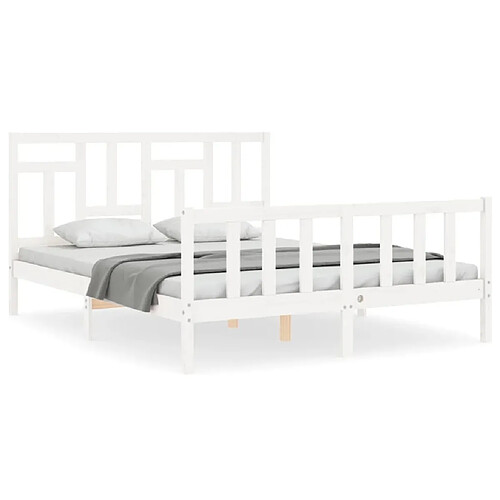 Maison Chic Cadre/structure de lit avec tête de lit pour adulte - Lit Moderne Chambre blanc King Size bois massif -MN42963