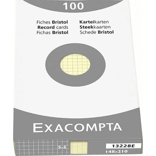 Exacompta Etui de 100 fiches bristol - quadrille 5x5 non perfore 148x210mm