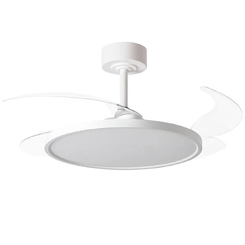 Ventilateur de plafond SLIM blanc, 4 pales escamotables, 72W LED 3000|4000|6000K, H35xP.106/50cm