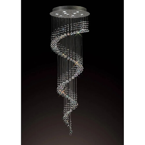 Luminaire Center Suspension Colorado Multi-Spiral 9 Ampoules chrome poli/cristal