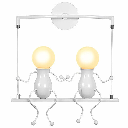 Stoex Moderne Applique Murale Simple Poupée De Mode Balançoire Enfants Lampe Mur 2 Gens Fer Enfant Salon Chambre Créative - Blanc