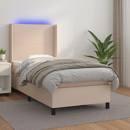 vidaXL Sommier à lattes de lit matelas et LED Cappuccino 90x200cm