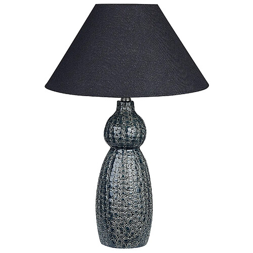 Beliani Lampe à poser en céramique bleu et noir 60 cm MATINA