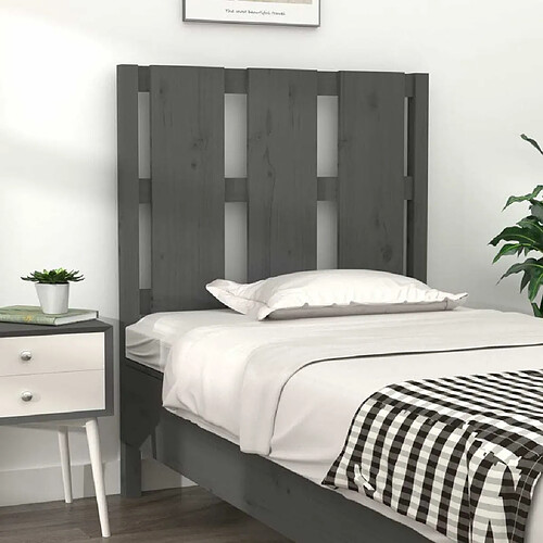 Maison Chic Tête de lit scandinave pour lit adulte,Meuble de chambre Gris 80,5x4x100 cm Bois massif de pin -MN34779