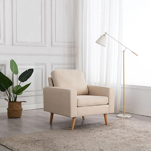 Maison Chic Fauteuil relax,Chaise pour salon Crème Tissu -MN59071