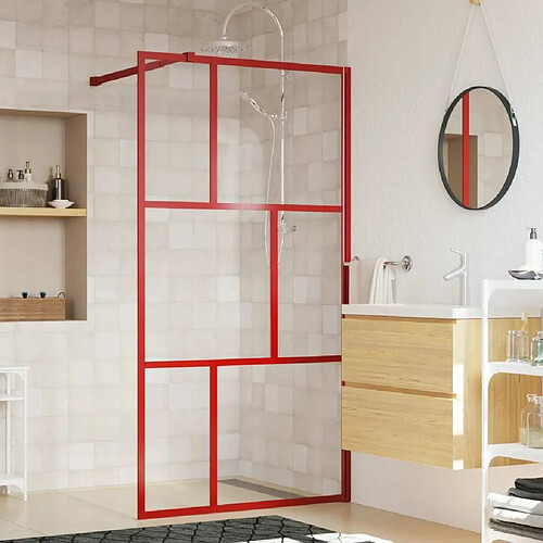 Maison Chic Paroi de douche | Écran de douche | Cloison de douche avec verre ESG transparent rouge 100x195 cm -GKD69215