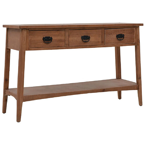 vidaXL Table console bois de sapin massif 126 x 40 x 77,5 cm Marron