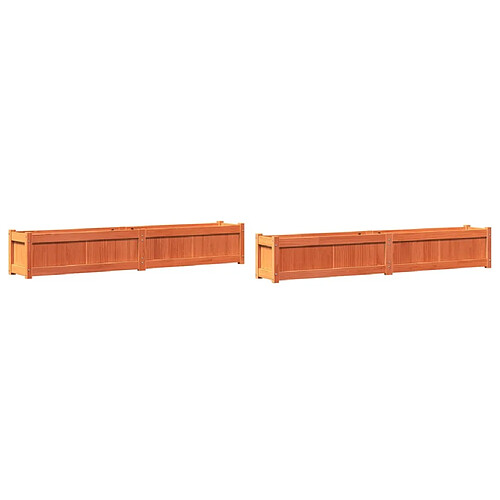 Maison Chic Lot de 2 Jardinières,Bac à fleurs - pot de fleur cire marron bois de pin massif -GKD61574