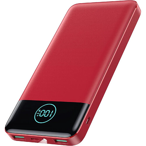 SANAG Batterie Externe 13800Mah, [Ultra Mince Mais Puissant] Power Bank Usb C 3A In & Out Chargeur Portable Avec Affichage Led Et Lampe De Poche Batterie Portable Pour Iphone Samsung Huawei - Rouge Rubis