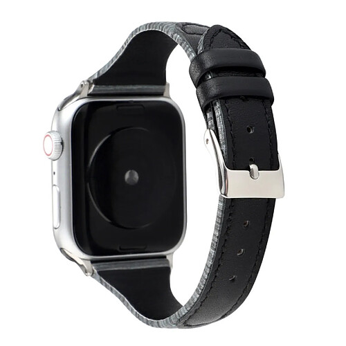 Wewoo Pour Apple Watch Series 5 et 4 40 mm / 3 et 2 et 1 bandes de couture de 38 mm Bracelet de montre en cuir véritable noir