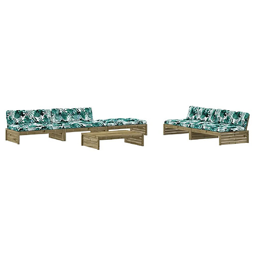 Maison Chic Salon de jardin 6 pcs + coussins - Mobilier/Meubles de jardin - Table et chaises d'extérieur bois de pin imprégné -MN44595