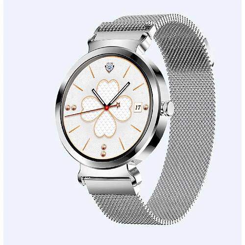 Chrono Montre connectée femme, élégante et de haute qualité, acier inoxydable, IP68, étanche, montre connectée, tracker de fitness avec fréquence cardiaque, surveillance du sommeil, calories, podomètre, tracker d'activité(Argent)