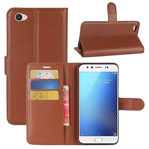 Wewoo Coque marron pour cartes et porte-monnaie vivo X9s Litchi Texture horizontale Flip étui en cuir avec titulaire fentes