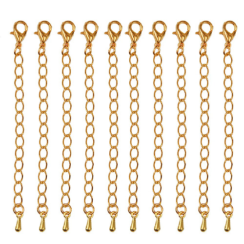 10 paquets de collier rallonges bijoux extension chaîne 75 mm or