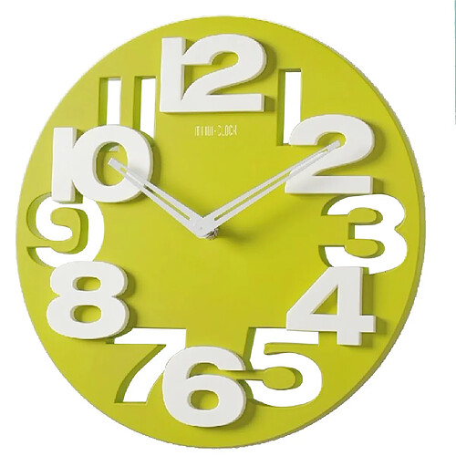 Horloge murale décorative 3d horloge créative analogique pour la maison cuisine chambre vert