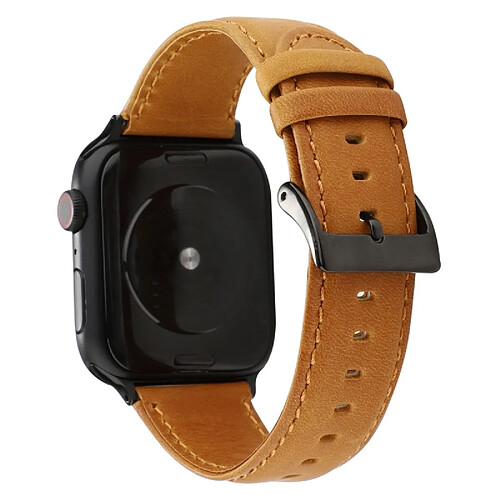 Wewoo Pour Apple Watch Series 5 & 4 40mm / 3 & 2 & 1 38mm Oil Wax Crazy Horse Texture Bracelet en cuir véritable marron clair