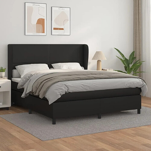 Maison Chic Lit Adulte - Lit simple Lit à sommier tapissier avec matelas moelleux - Meuble de Chambre - Noir 160x200 cm -MN36756