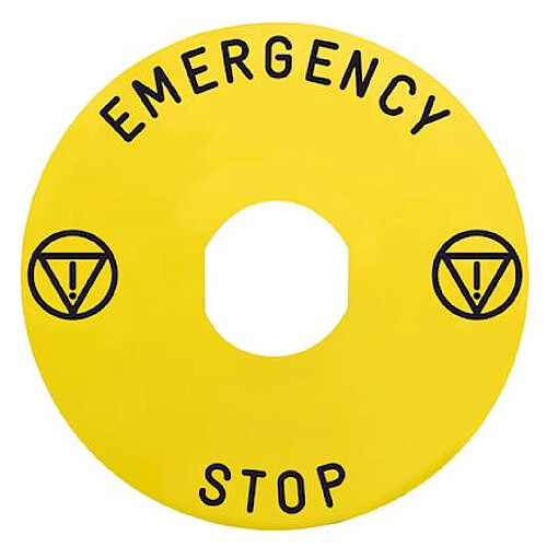 etiquette plate - harmony - jaune - emergency stop - schneider electric zby9330m