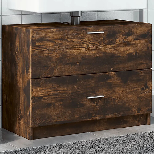 vidaXL Meuble d'évier chêne fumé 78x37x59 cm bois d'ingénierie