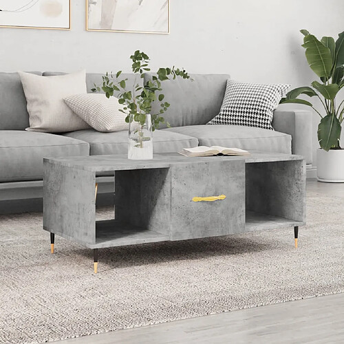 vidaXL Table basse gris béton 102x50x40 cm bois d'ingénierie