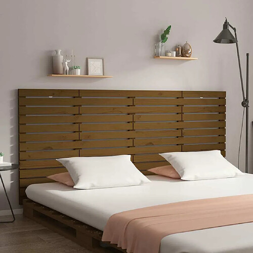 Maison Chic Tête de lit scandinave,Meuble de chambre murale Marron miel 166x3x91,5 cm Bois massif de pin -MN17875