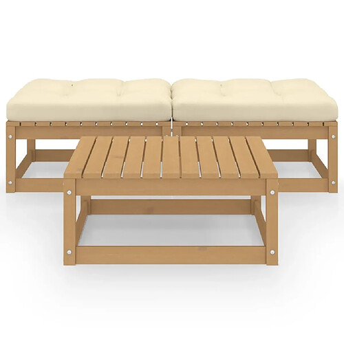 Maison Chic Salon de jardin 3 pcs + coussins - Mobilier/Meubles de jardin - Table et chaises d'extérieur Bois de pin massif -MN44974