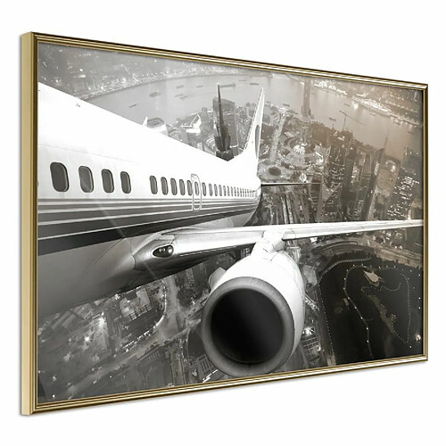 Paris Prix Affiche Murale Encadrée Plane Wing 90 x 60 cm Or