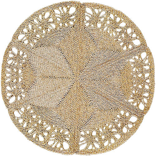 ICONIK INTERIOR Tapis rond en jute - Boho Bali - 100 CM - Bilú Naturel