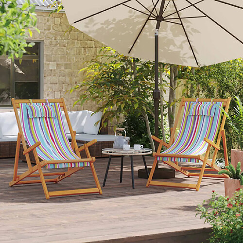 Maison Chic Lot de 2 Chaises de plage pliables | Chaises Relax d'extérieur multicolore tissu -GKD57700