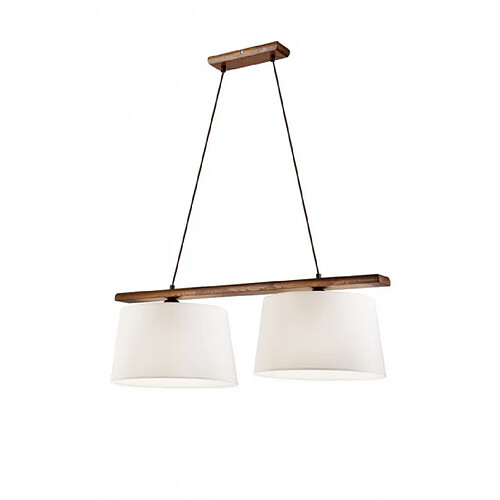 Lumière Suspension Aida Bois,acier,tissu Noyer de chêne 2 ampoules 95cm