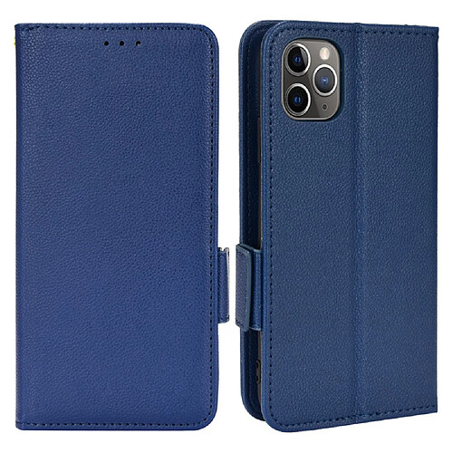 Etui en PU texture litchi, fermeture magnétique, anti-empreinte digitale bleu foncé pour votre iPhone 11 Pro Max 6.5 pouces