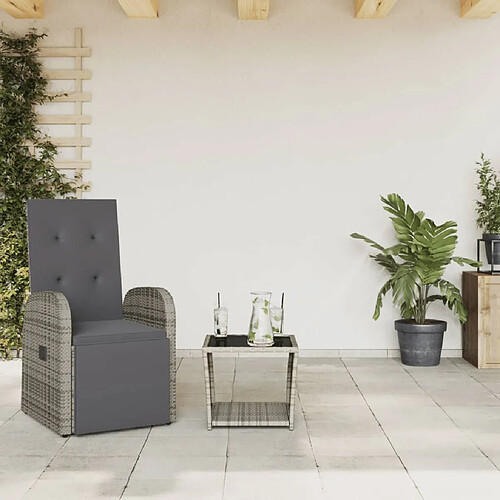 vidaXL Ensemble à manger de jardin et coussins 2 pcs gris rotin