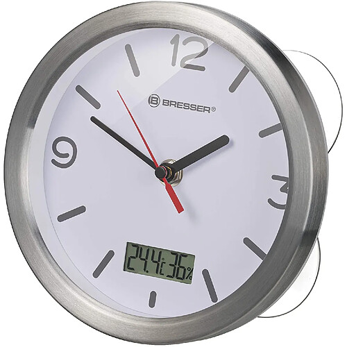 BRESSER Horloge pour Salle de Bain - 17 cm, Blanc, 17cm