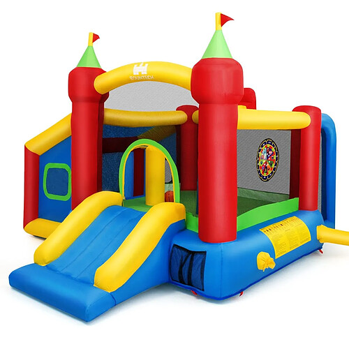 Decoshop26 Château gonflable grande aire de jeux multifonctionnel multicolore 380x305x215 cm 20_0000451