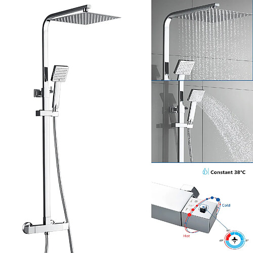 AURALUM MAX® Colonne de Douche 38°C Thermostatique - Colonne de Douche Economie D'eau - Ensemble de Douche Thermostatique Pour Salle de Bain - Chromé!