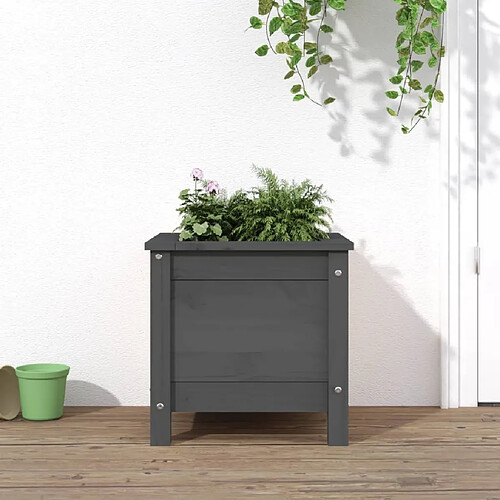 vidaXL Jardinière gris 40x40x39 cm bois massif de pin