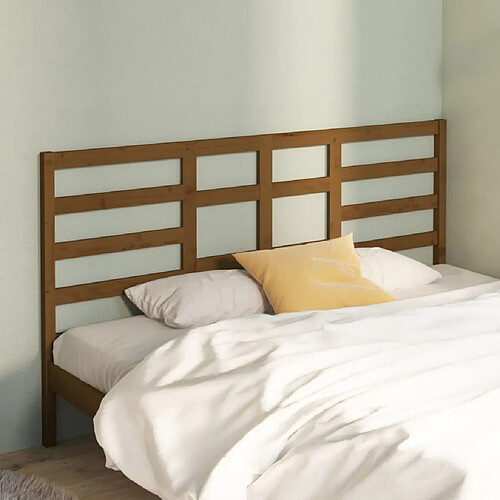 Maison Chic Tête de lit scandinave,Meuble de chambre Marron miel 206x4x104 cm Bois massif de pin -MN96110