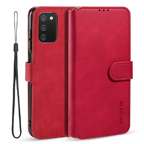 Dg.Ming Etui en PU + TPU style rétro avec sangle rouge pour votre Samsung Galaxy A03s