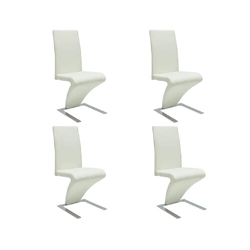 Maison Chic Lot de 4 Chaises à manger,Chaise pour cuisine blanc similicuir -MN15196