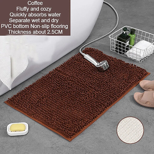 LUUCOZK Tapis de bain antidérapants, absorbants, à séchage rapide, décoration de salle de bain, AA8767 café-40X60CM