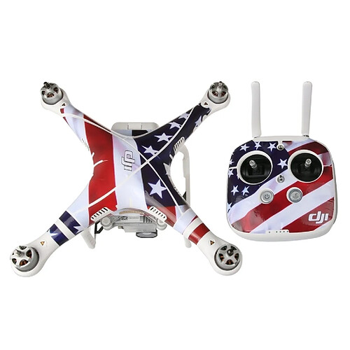 Wewoo Sticker pour Phantom 3 Drone Quadcopter & Télécommande et Batterie US Drapeau Motif 4D Imitation En Fibre De Carbone PVC Résistance À L'eau Autocollant Kit