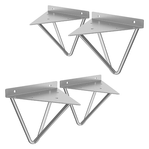 ML DESIGN MODERN LIVING 4x Support étagère d'angle triangle en métal gris avec vis 160 mm fixation mural