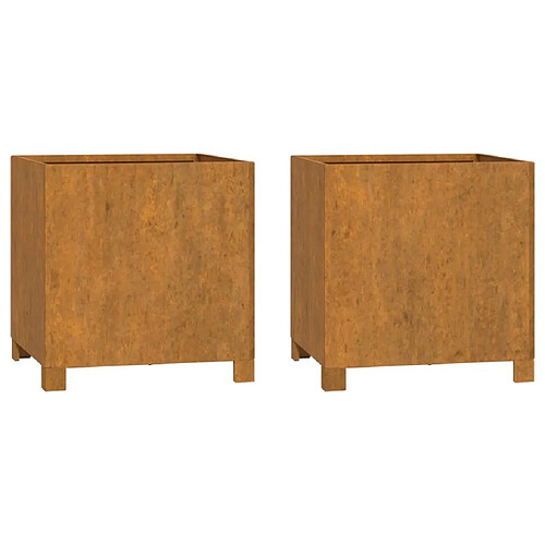 Maison Chic Jardinière,Bac à fleurs - pot de fleurs avec pieds 2 pcs Rouillé 42x40x43 cm Acier corten -GKD29278