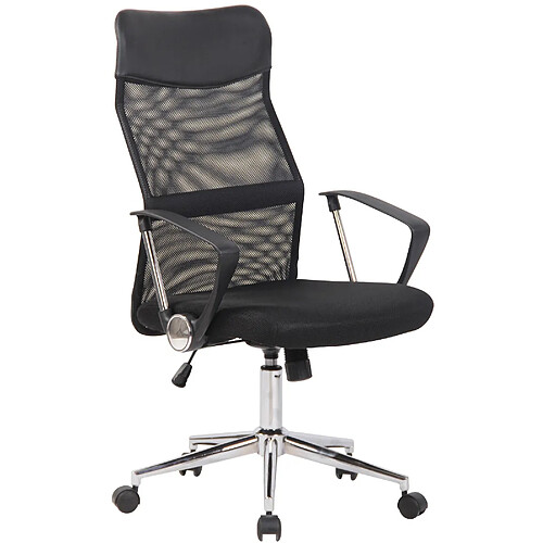 Decoshop26 Fauteuil de bureau sur roulettes forme ergonomique hauteur réglable pivotant en maille noir BUR10588