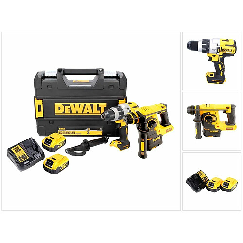 DeWalt XR Kit combo 18 V DCH 253 N Perforateur sans fil 2,1 J + Perceuse à percussion sans fil DCD 996 P2 95 Nm sans balais + 2x Batteries 5,0 Ah + Chargeur + TSTAK